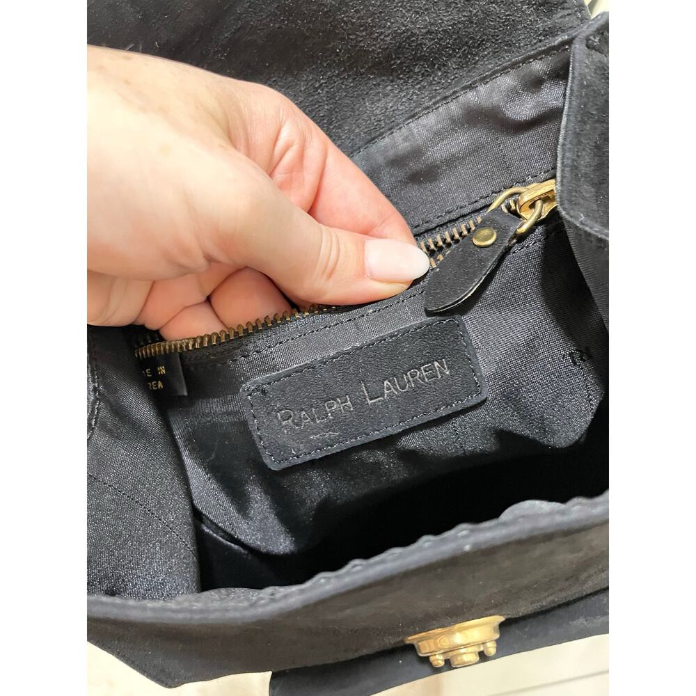 Ralph Lauren Suede Backpack with Gold Lock Vintage Rare - Picture 13 of 13